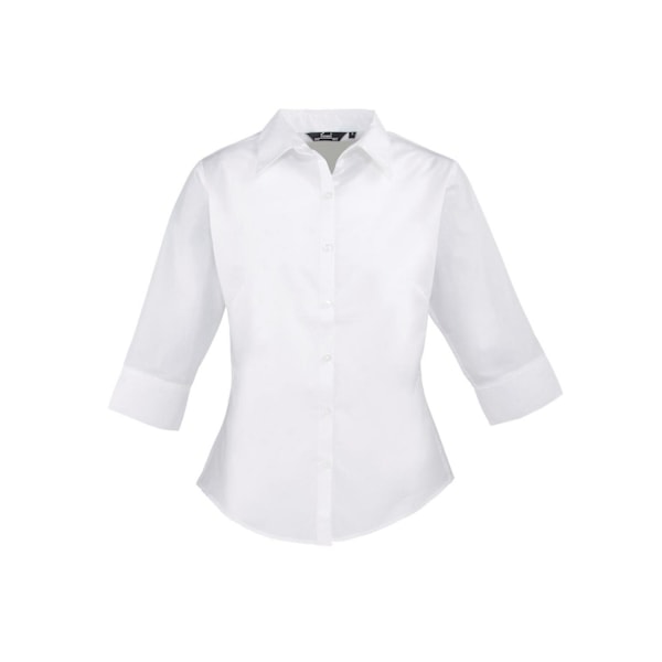 Premier Dam/Dam Poplin 3/4 Ärmskjorta 18 UK Vit White 18 UK