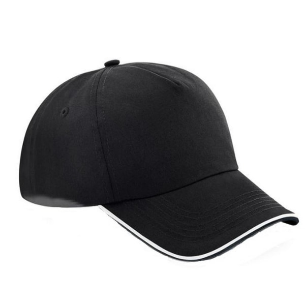 Beechfield Adults Unisex Authentic 5 Panel Piped Peak Cap One S Black/White One Size