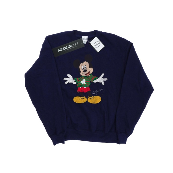 Disney Dam/Kvinnor Musse Pigg Jultröja Sweatshirt X Navy Blue XXL