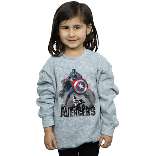 Marvel Girls Captain America Action Pose Sweatshirt 5-6 år S Sports Grey 5-6 Years