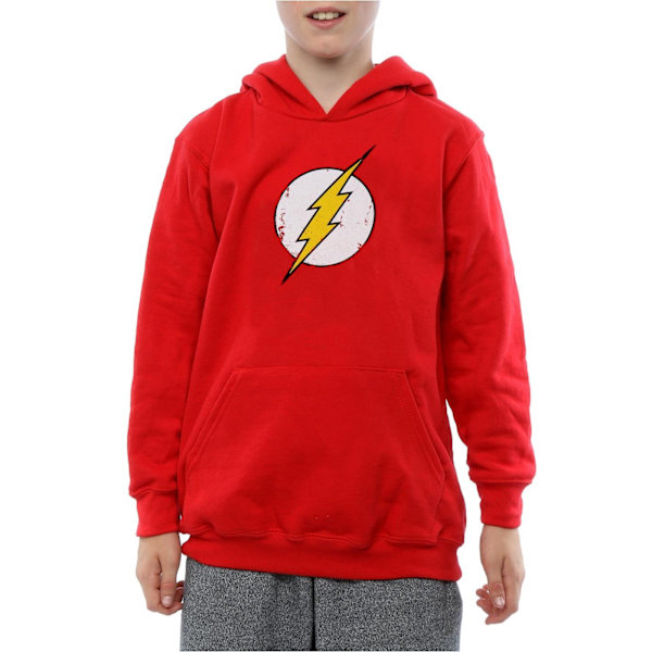 DC Comics Boys Flash Distressed Logo Hoodie 7-8 år Röd Red 7-8 Years