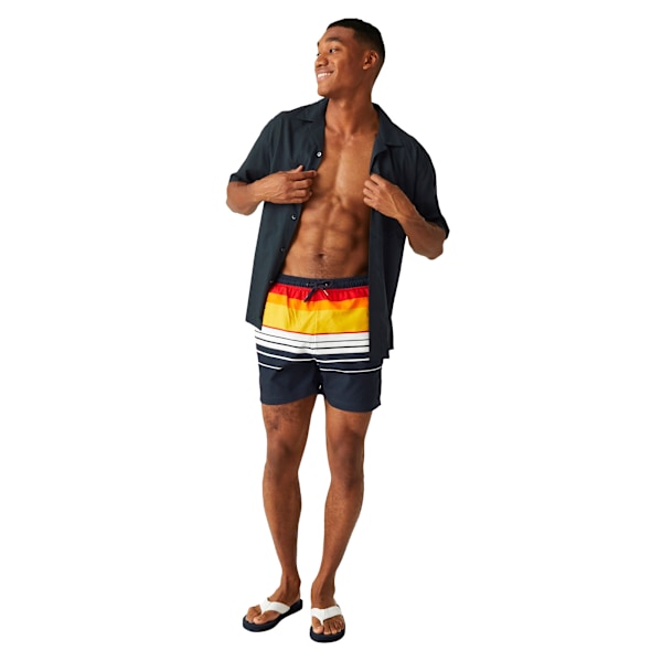 Regatta Loras Randiga Badshorts L Marinblå/Orange Navy/Orange L