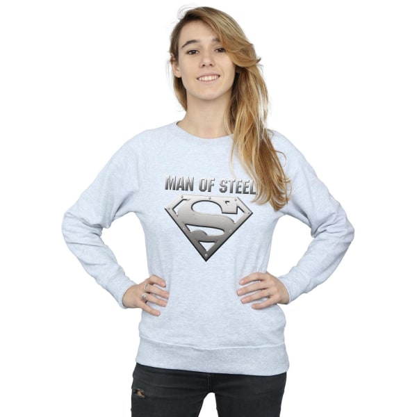 DC Comics Dam/Ladies Superman Man Of Steel Shield Sweatshirt Heather Grey S