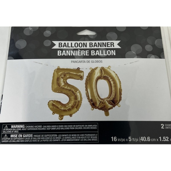 Creative Party Plast Number 50-års födelsedag Folie Ballong One Si Gold One Size