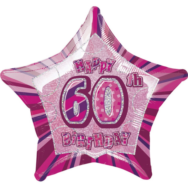 Unik Party Grattis på 60-årsdagen Star Folieballong One Size Pin Pink One Size