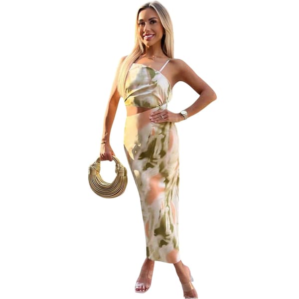 AX Paris Dam/Kvinnor Marmor Polyester Asymmetrisk Cut Out Midi Multicoloured 16 UK