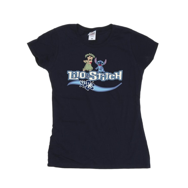 Disney T-shirt i bomull för kvinnor/damer Lilo And Stitch Characters Navy Blue L