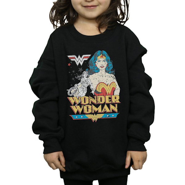 DC Comics Girls Wonder Woman Posing Sweatshirt 12-13 år Svart Black 12-13 Years