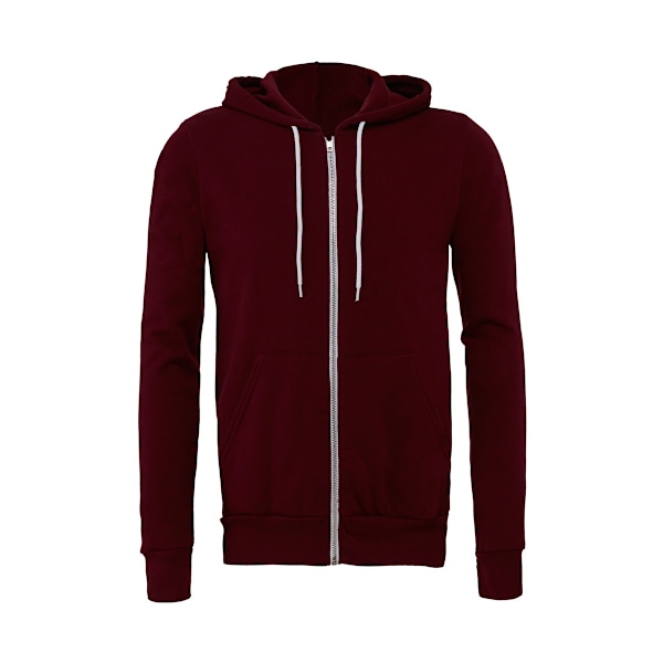 Canvas Unisex Dragkedja Polycotton Fleece Tröja med Huva / Huva Maroon 2XL