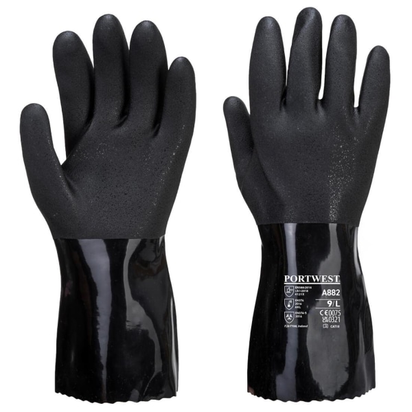Portwest Unisex Adult A882 PVC Kemiska Handskar S Svart Black S
