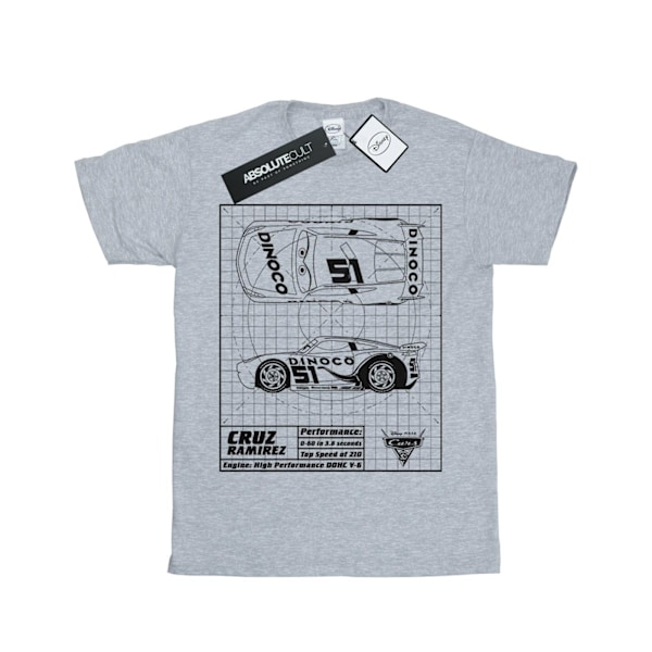 Disney Girls Cars Cruz Ramirez Blueprint Bomull T-shirt 5-6 år Sports Grey 5-6 Years