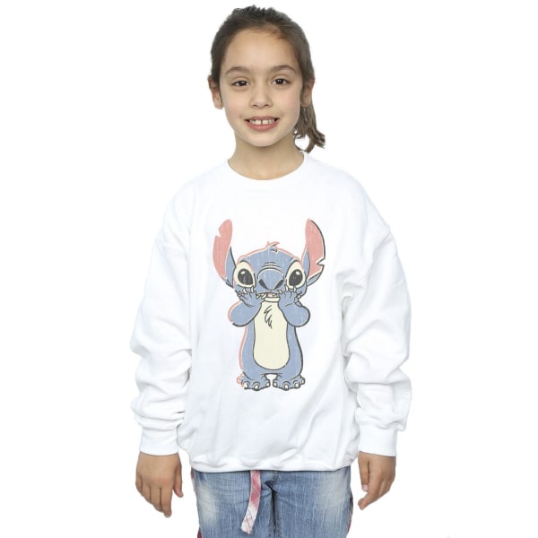 Disney Girls Lilo And Stitch Stor Tryck Sweatshirt 7-8 År Vit White 7-8 Years
