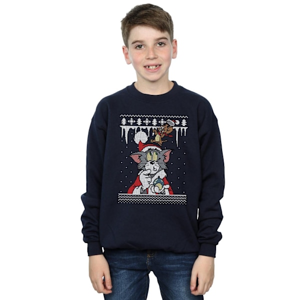 Tom And Jerry Pojkar Jul Fair Isle Sweatshirt 12-13 År N Navy Blue 12-13 Years