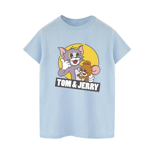 Tom And Jerry Dam/Damer Sketch Logo Bomull Boyfriend T-Shir Baby Blue XL