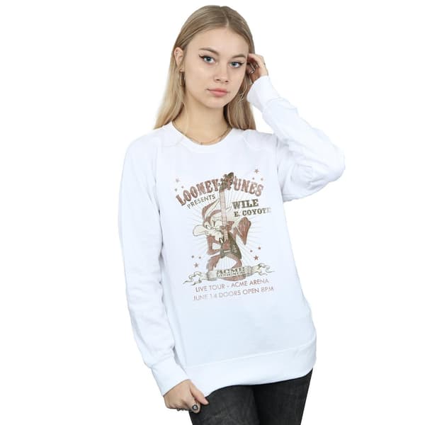 Looney Tunes Dam/Dam Wile E Coyote Gitarr Tröja M Vit White M