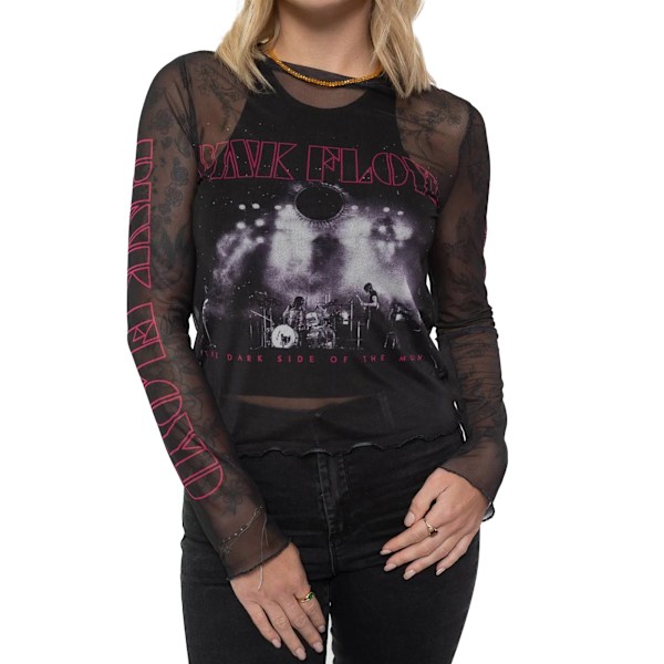 Pink Floyd Dam/Kvinnor Live Band Mesh Långärmad Crop Top X Black XS