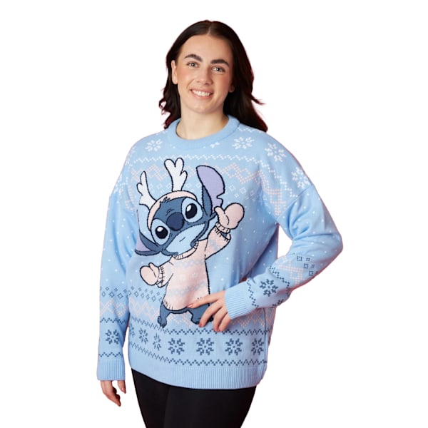 Lilo & Stitch Dam/Dam Knitad Jultröja XXL Blå Blue XXL