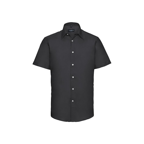 Russell Collection Herr Oxford Skräddarsydd Kortärmad Skjorta 15i Black 15in