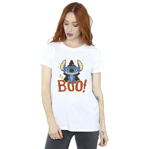 Disney Dam/Damer Lilo & Stitch Boo! Bomull Boyfriend T-Shir White 4XL