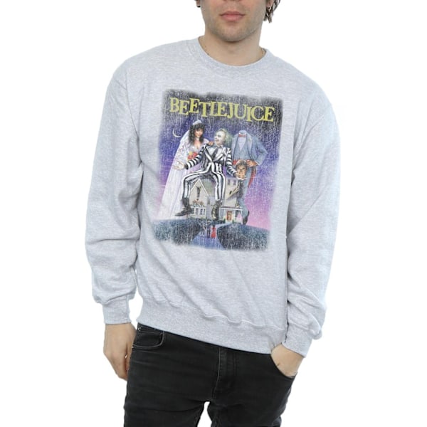Beetlejuice Herr Distressed Poster Sweatshirt S Sports Grey Sports Grey S