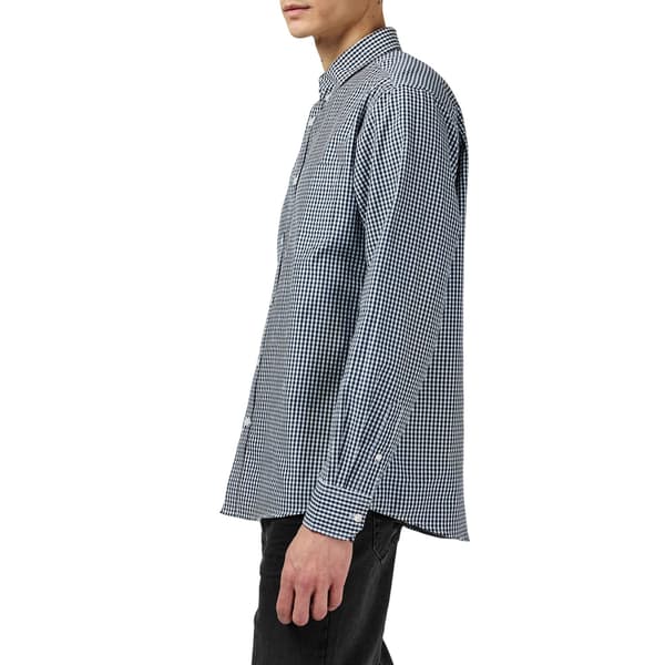 Fabric mönstrad poplinskjorta med lång ärm för herrar M marinblå gingham Navy Gingham M