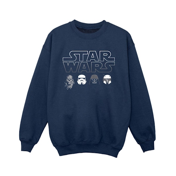 Star Wars Pojkar Karaktärs Huvuden Sweatshirt 3-4 År Marinblå Navy Blue 3-4 Years