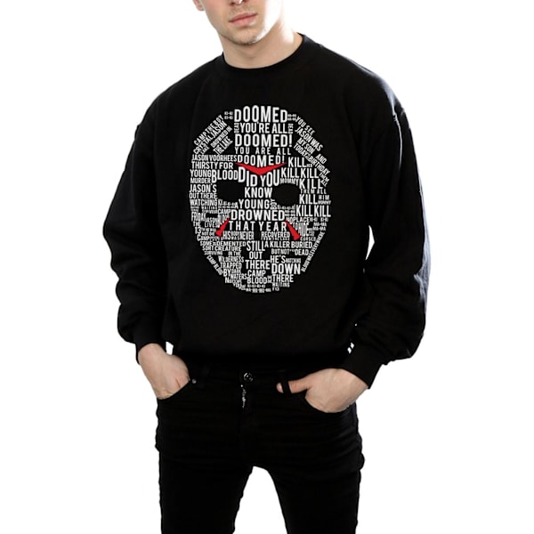 Fredag den 13:e Herr Jason Text Mask Sweatshirt XL Svart Black XL