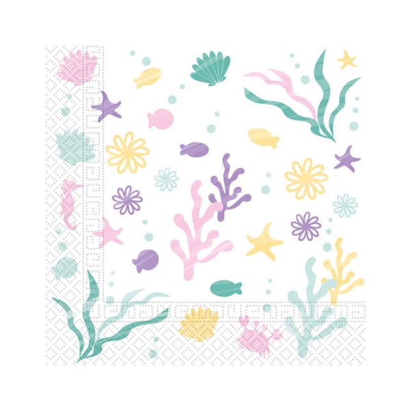 Procos Party Under The Sea Coral Servetter (paket med 20) 13in Mult Multicoloured 13in