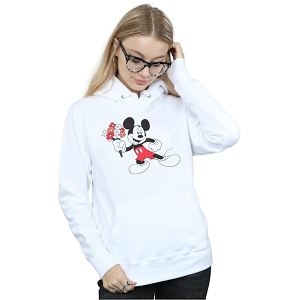 Disney Dam/Kvinnor Mickey Mouse Blommor Hoodie L Vit White L