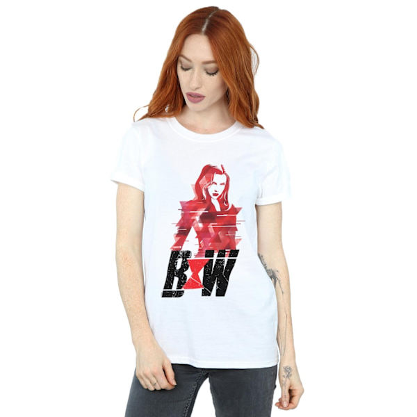 Marvel Womens/Ladies Black Widow Filmlogotyp Konstverk Bomull Pojkvän White XXL