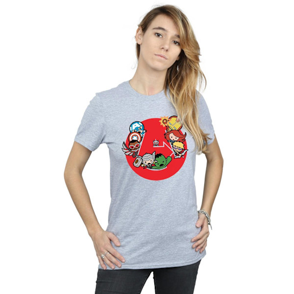 Marvel Womens/Ladies Kawaii Avengers Ready Steady War Bomull Boyfriend T-Shirt Sports Grey XL