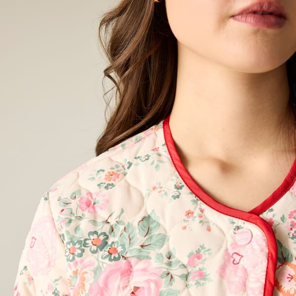 Regatta Dam Cath Kidston Hackney Rose quiltad vadderad jacka Cream 20 UK