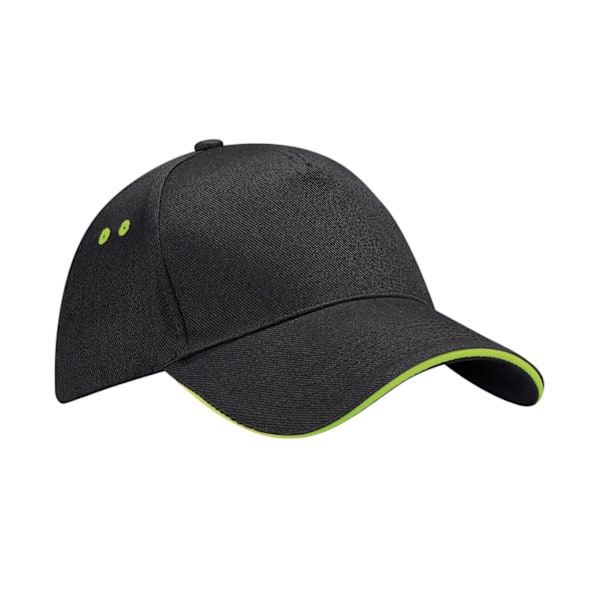 Beechfield 5 Panel Sandwich Peak Baseball Cap One Size Svart/Lime Black/Lime Green One Size