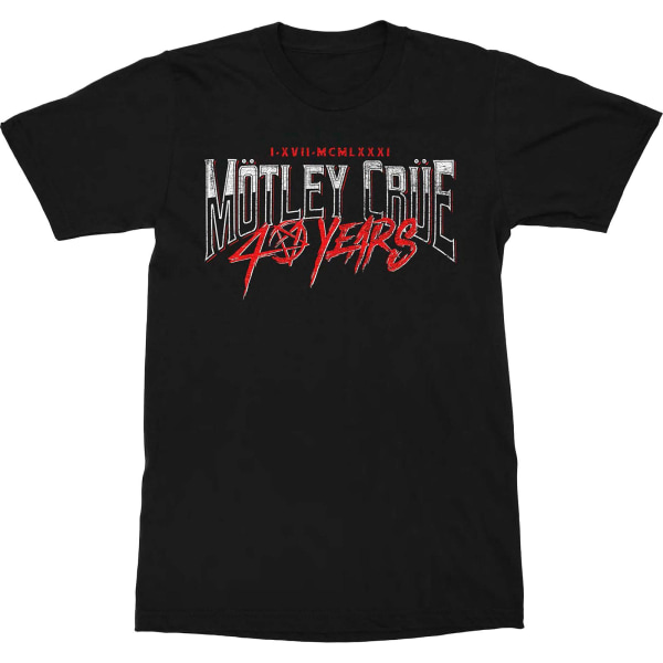Motley Crue Unisex Vuxen 40 år T-shirt XXL Svart Black XXL