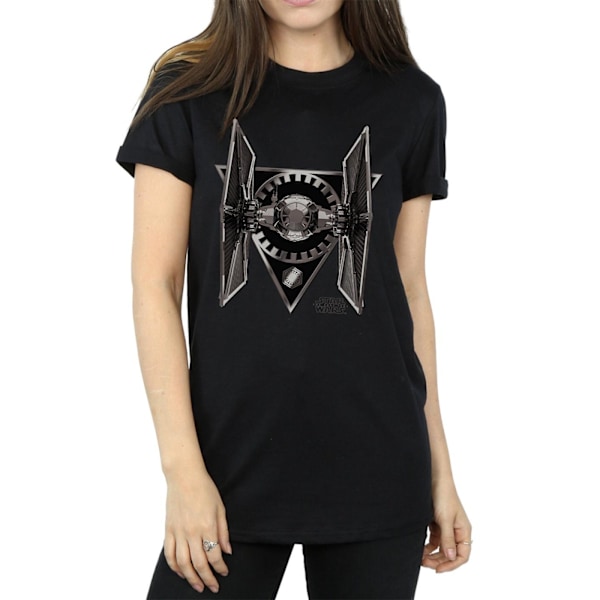 Star Wars Dam/Damer The Last Jedi TIE Fighter Bomull Boyfri Black XXL