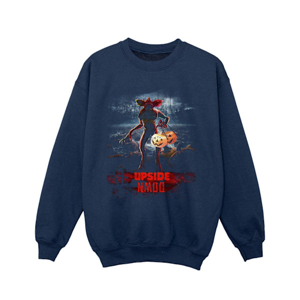 Netflix Girls Stranger Things Pumpa Upside Down Sweatshirt 9- Navy Blue 9-11 Years