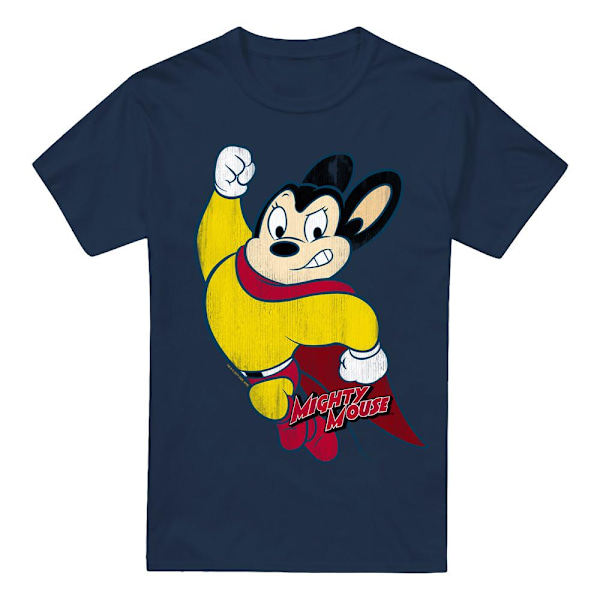 Mighty Mouse Herr Klassisk Hjälte T-Shirt XL Marinblå Navy XL