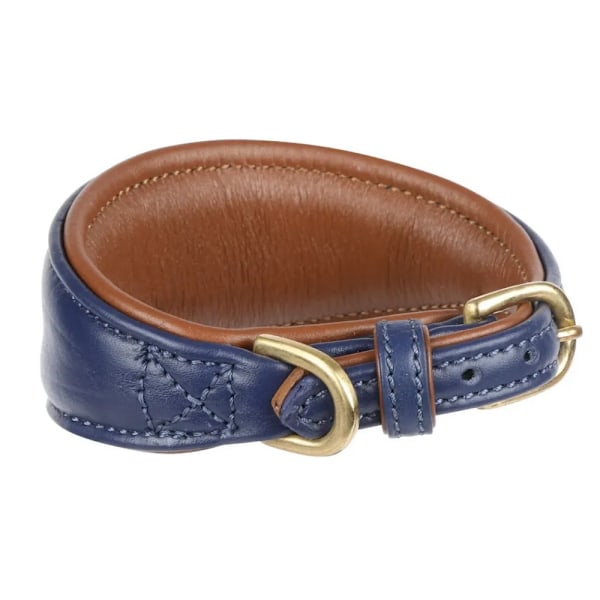 Digby & Fox Läderfodrat Greyhound Hundhalsband L - Halslinje: 3 Navy L - Neckline: 35cm-39cm