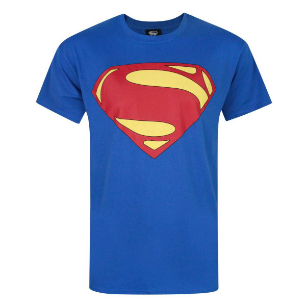 Superman Mens Man Of Steel Logotyp T-shirt S Blå Blue S