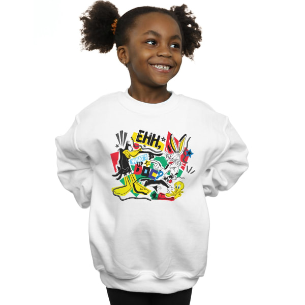 Looney Tunes Girls Scrap Collage Sweatshirt 12-13 år Vit White 12-13 Years