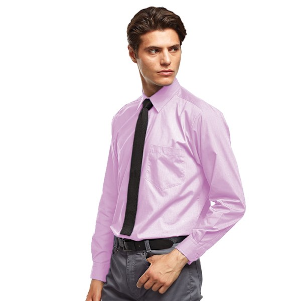 Premier Mens Premier Poplin Långärmad formell skjorta 17 Rosa Pink 17