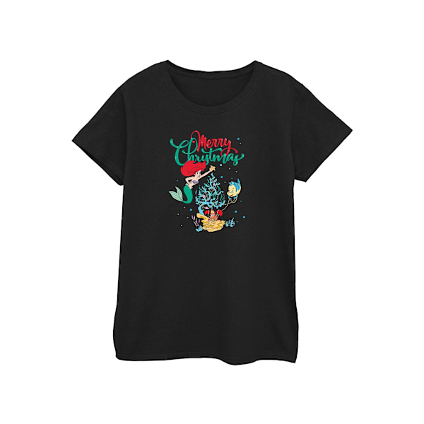 Disney Dam/Damer Prinsessan Ariel God Jul Bomull T-shirt Black S