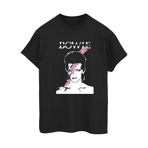 David Bowie Dam/Kvinnor Rosa Flash Bomull Pojkvän T-shirt M Black M