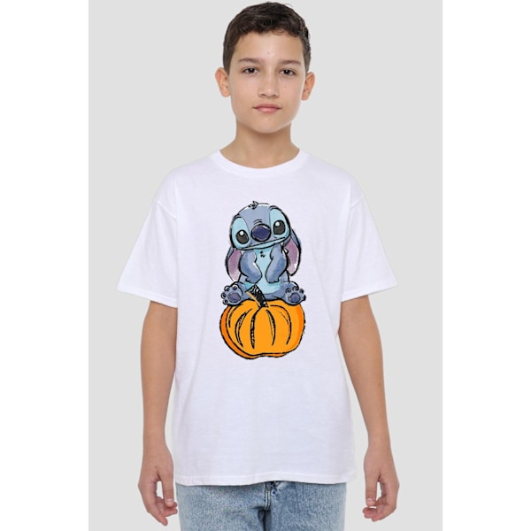 Lilo & Stitch Barn/Flickor Pumpa Skiss T-shirt 3-4 År Vit White 3-4 Years