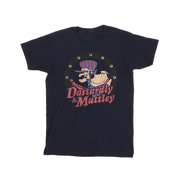 Wacky Races Herr Dastardly Och Mutley Cirkel T-Shirt XL Marinblå Navy Blue XL