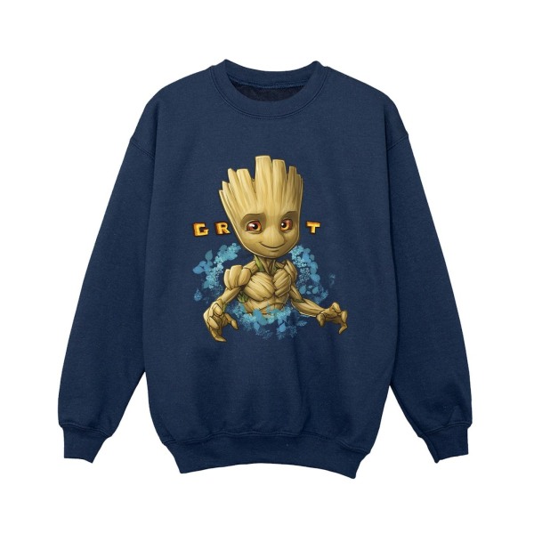 Guardians Of The Galaxy Boys Groot Flowers Sweatshirt 5-6 år Navy Blue 5-6 Years