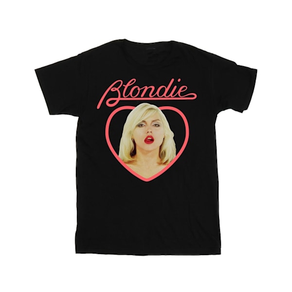 Blondie Dam/Kvinnor Hjärta Ansikte Bomull Pojkvän T-Shirt S Bla Black S