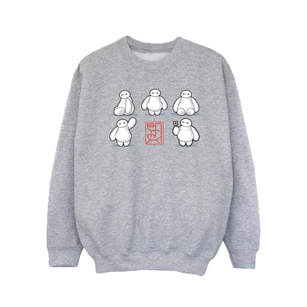 Disney Girls Big Hero 6 Baymax Många Poser Sweatshirt 7-8 År Sports Grey 7-8 Years