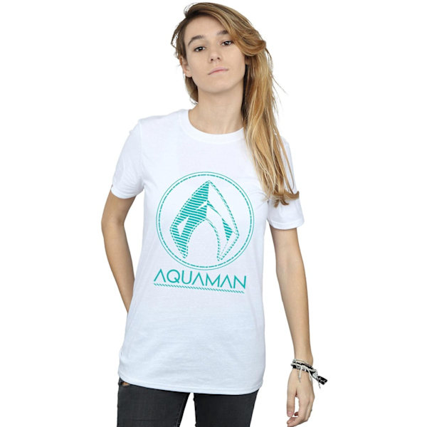 DC Comics Dam/Dam Aquaman Aqua Logo Bomull Boyfriend T-Sh White M