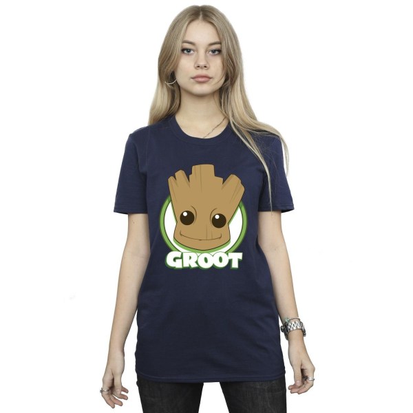 Guardians Of The Galaxy Dam/Ladies Groot Badge Cotton Boyfri Navy Blue XXL